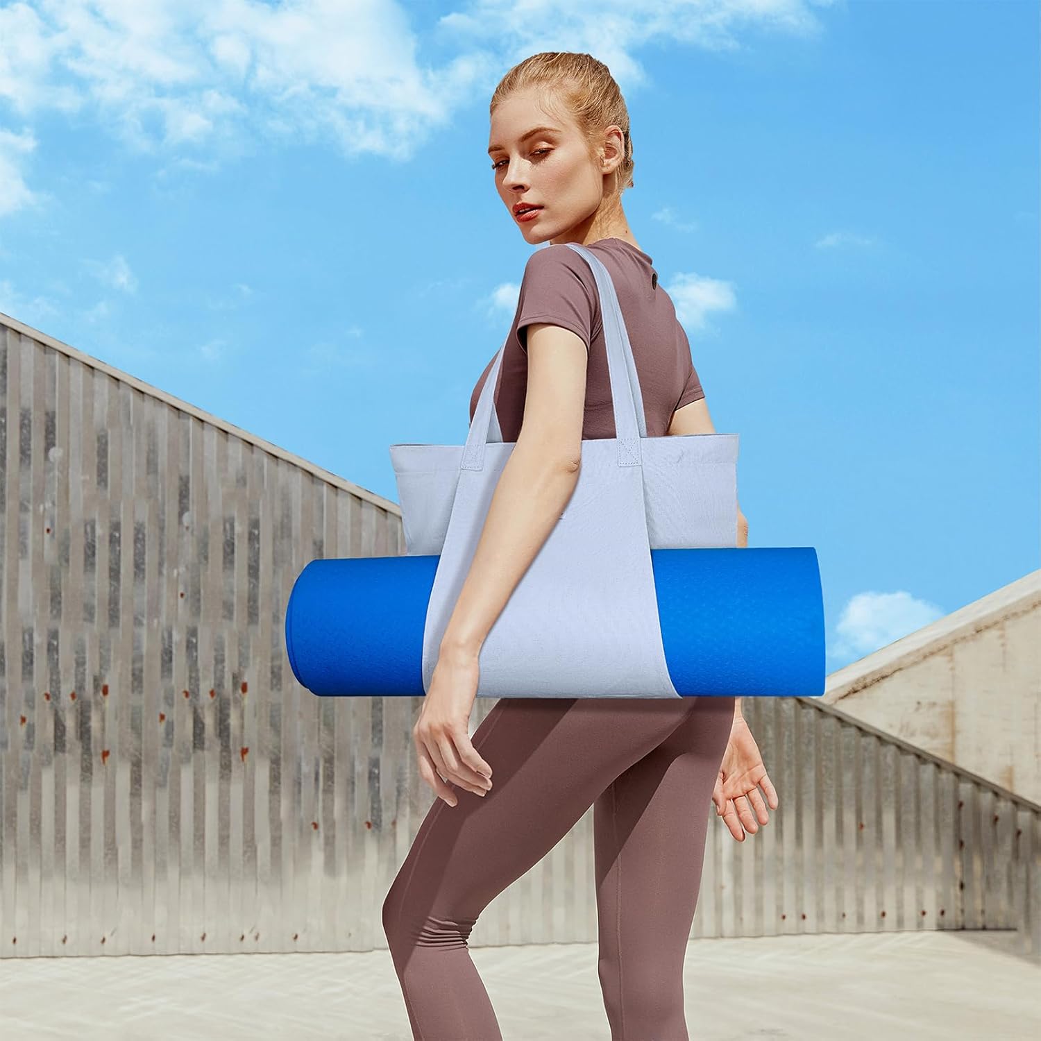 Yoga Bags for Women with Yoga Mats Bags Carrier Carryall Canvas Tote for Pilates Shoulder for Travel Office Beach Workout - Image 5