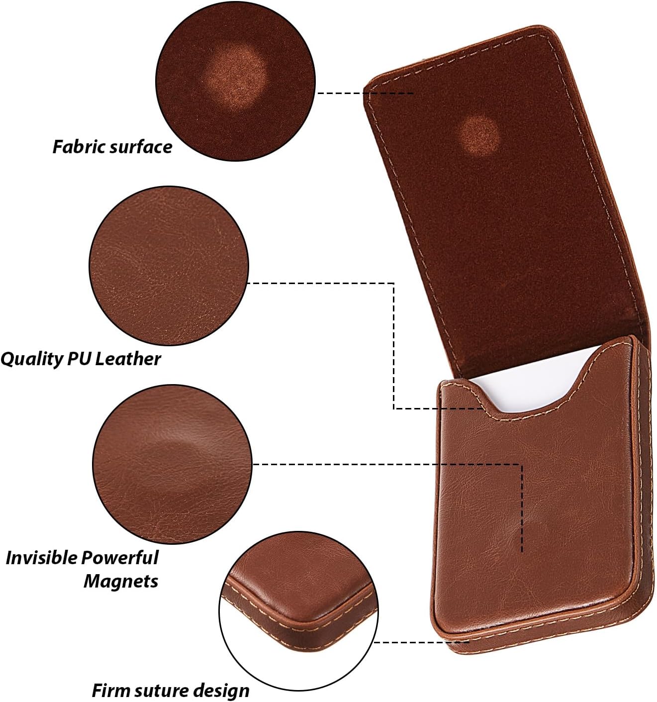 Outus 2 Pcs Business Card Holder Wallet PU,Black and Light Coffee,Classic image 3