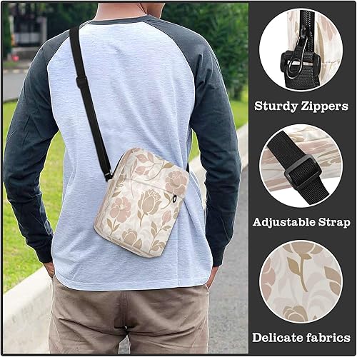 Vista 7 de crossbody messenger bag Pink Roses Prints Elegant green crossbody bags for women Adjustable Strap for Shopping Shopping bandolera para mujer