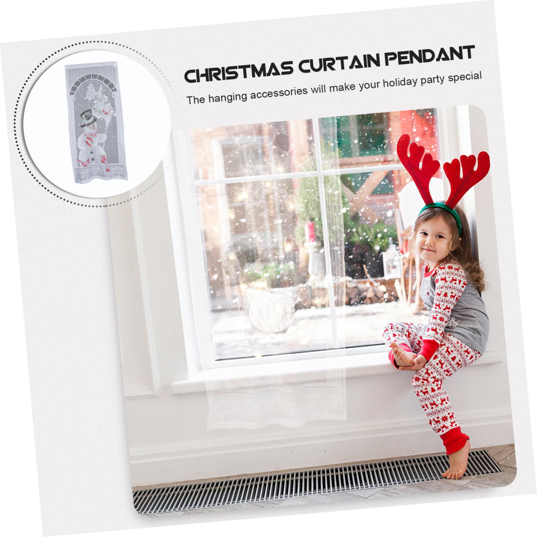 Alipis 5 Sätze Weihnachten Leuchtende Vorhänge Quaste Verdunkelungsvorhänge Beleuchteter Weihnachtsvorhang Fenster Led Solar- Ornamente Weihnachtsschmuck Gardinen Für Weiß Polyester