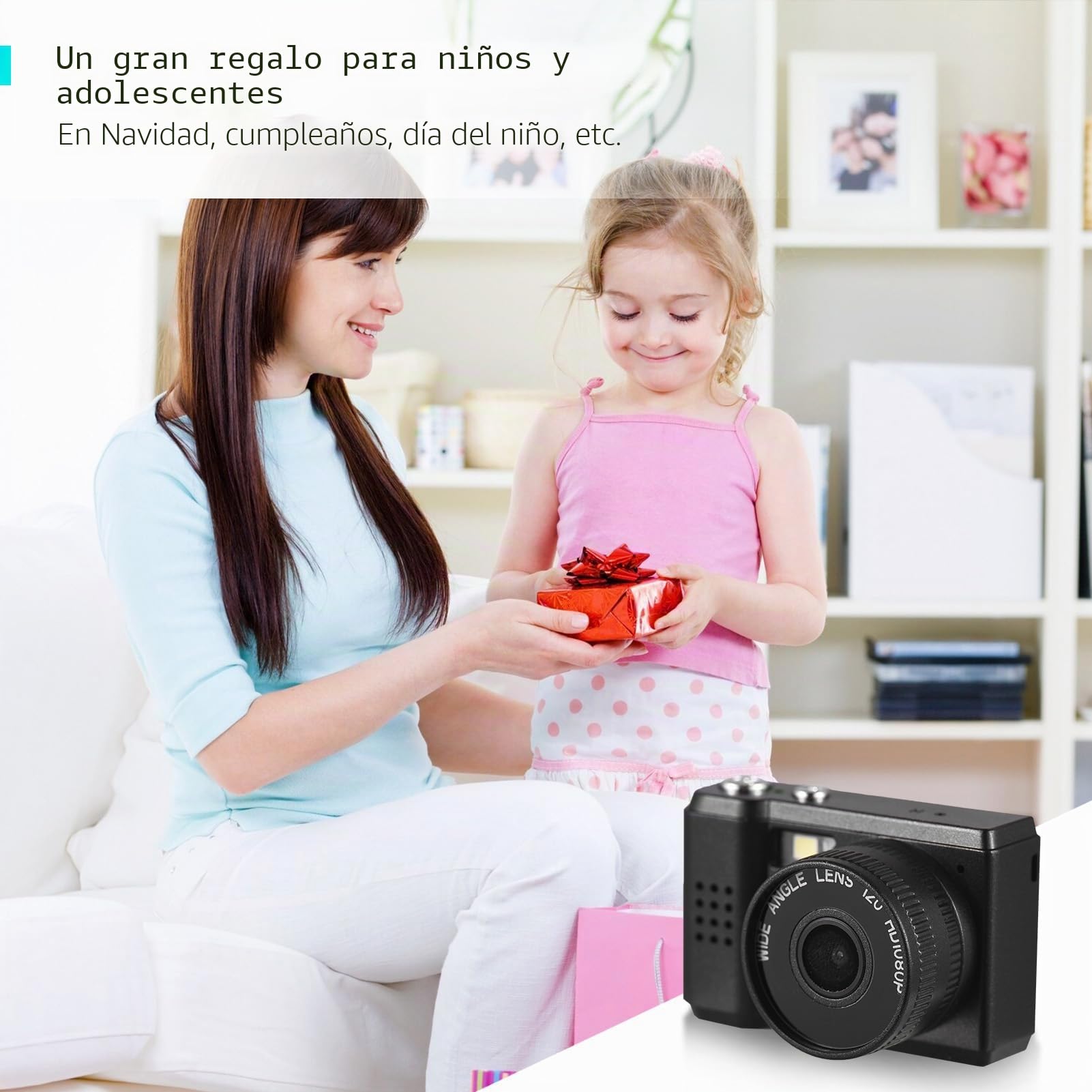 Cámara digital mini Andoer, cámara compacta digital 1080P, cámara fotográfica con batería incorporada y pantalla LCD con flash para niños, adolescentes, adultos mayores, principiantes