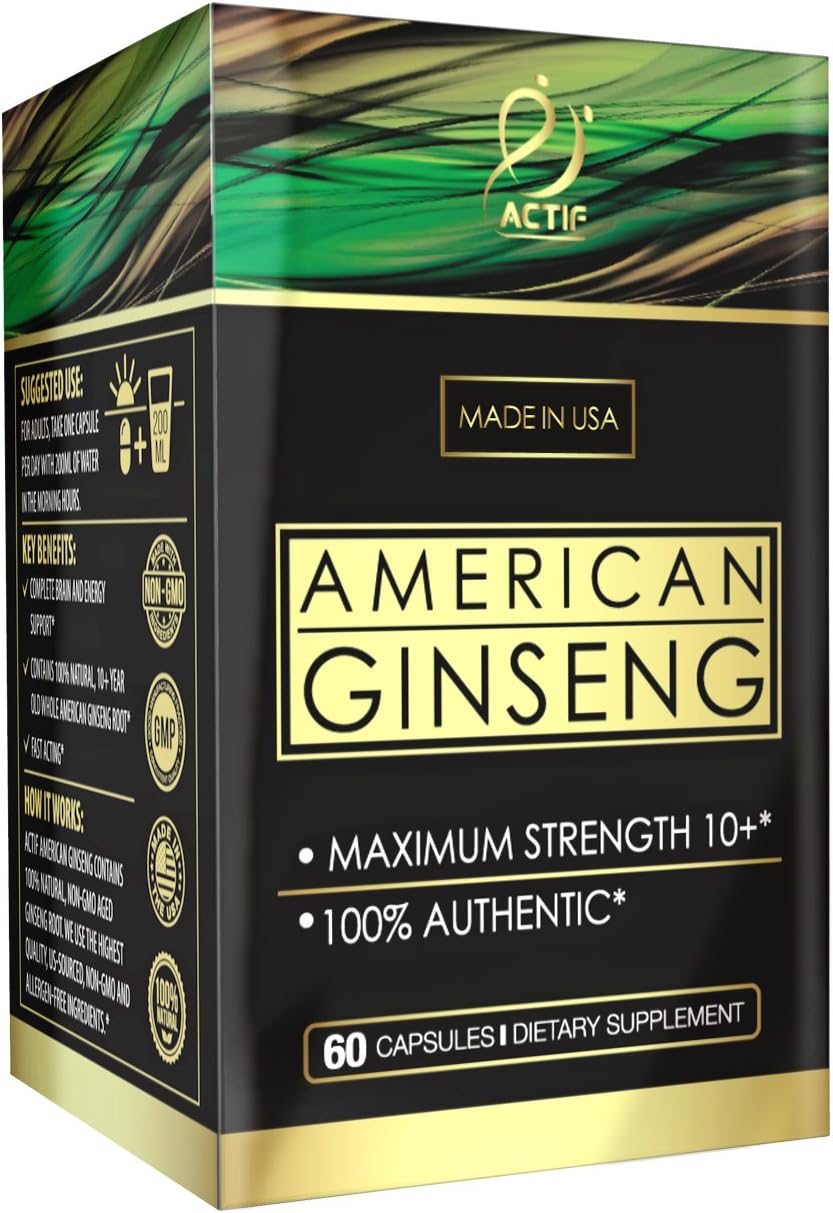 American Ginseng - 100% Authentic 10 Year Old Ginseng, Non-GMO, 500mg - Made in USA