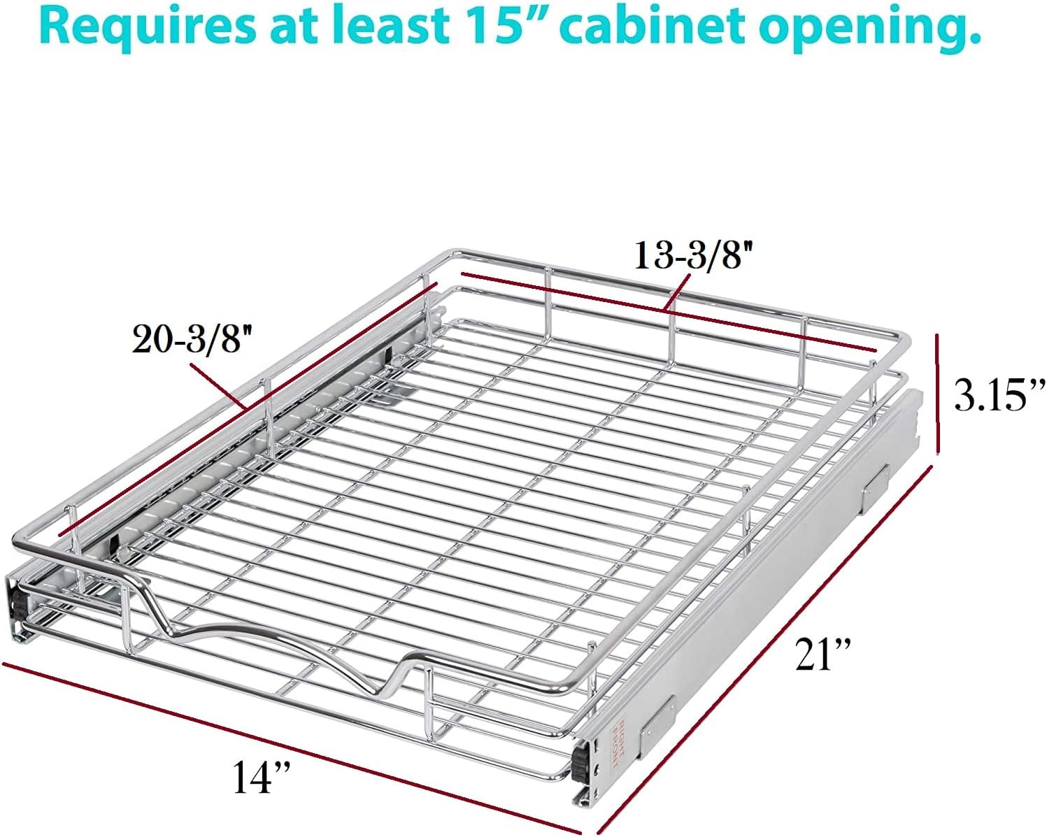 Exclusive Discount 🔥 Pull Out Drawer Cabinet Organizer, Heavy Duty-with 5 Year Limited Warranty- Slide Out Kitchen Cabinet Storage Shelves -14”W x 21”D - Requires At Least a 15-1/4” Cabinet Opening, Wire Frame, Chrome Finish Exclusive Special Pull Out Drawer Cabinet Organizer, Heavy Duty-with 5 Year Limited Warranty- Slide Out Kitchen Cabinet Storage Shelves -14”W x 21”D - Requires At Least a 15-1/4” Cabinet Opening, Wire Frame, Chrome Finish