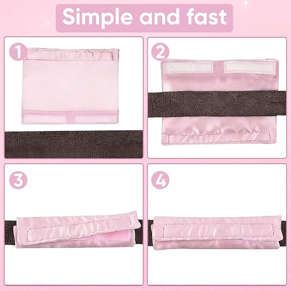 4 Pack Satin Mask Strap Covers, Soft Cushion Pads for Headgear, Pink