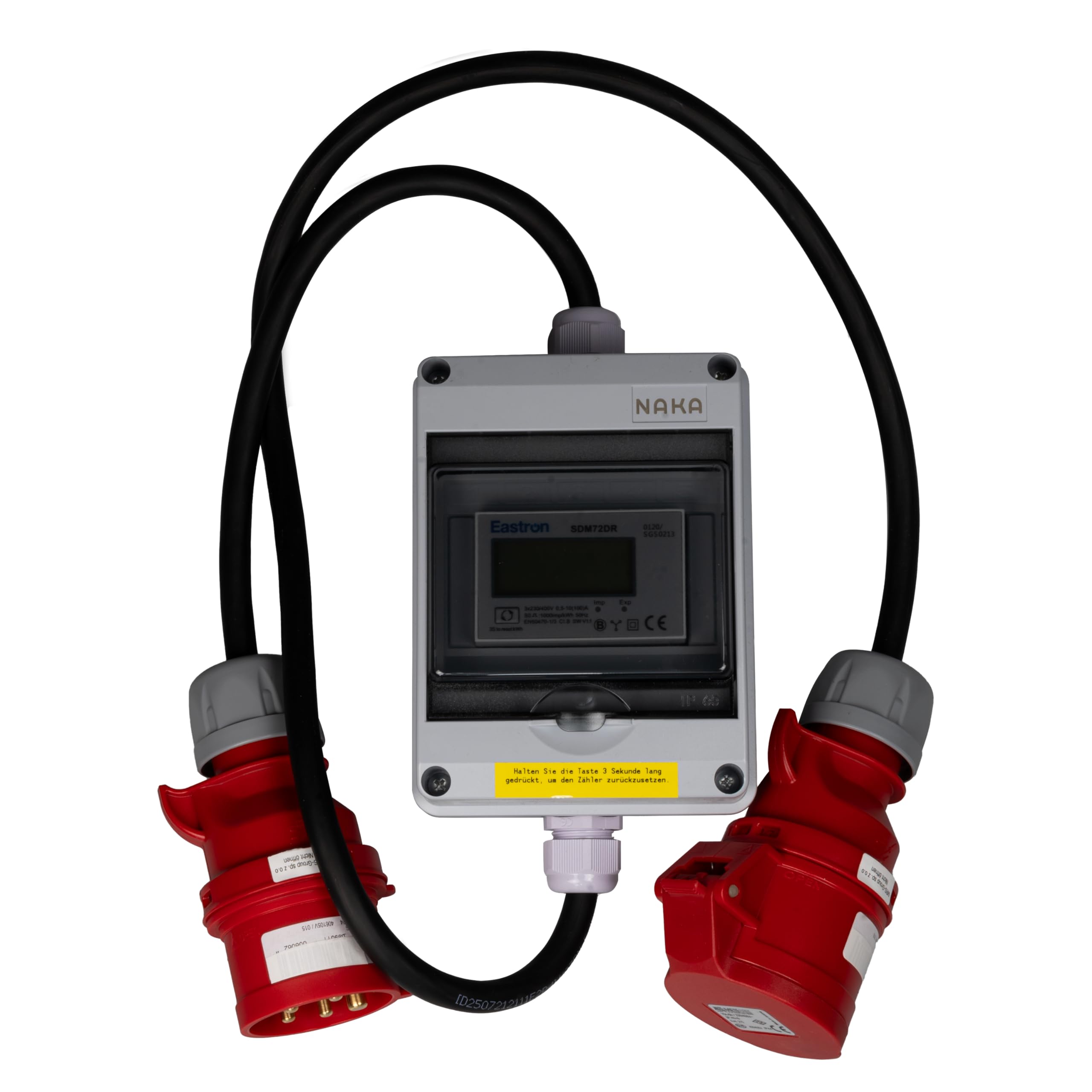 16A MID geeicht - Mobiler Digital Stromzähler Zwischenstecker Box 1,5m 400V / 16A CEE-Stecker Und Kupplung