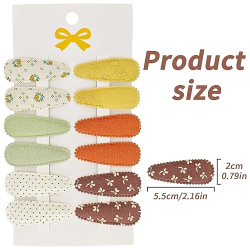 Miniatura 5 de 12 pinzas para el pelo de bebé florales y sólidas, 6 estilos de pasadores a presión (2 de cada uno) para niñas y niños pequeños, pinzas