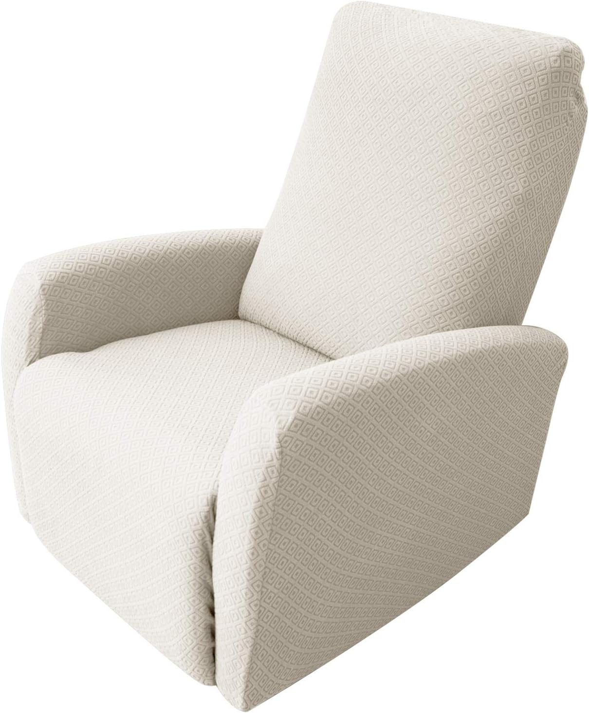 Obytex 4 Pieces Stretch Recliner Chair Cover Polyester and Spandex Upgrade Pattern Couch Covers Dog Cat Pet Slipcovers Furniture Protectors,Machine Washable (Recliner, Style2 Cream)