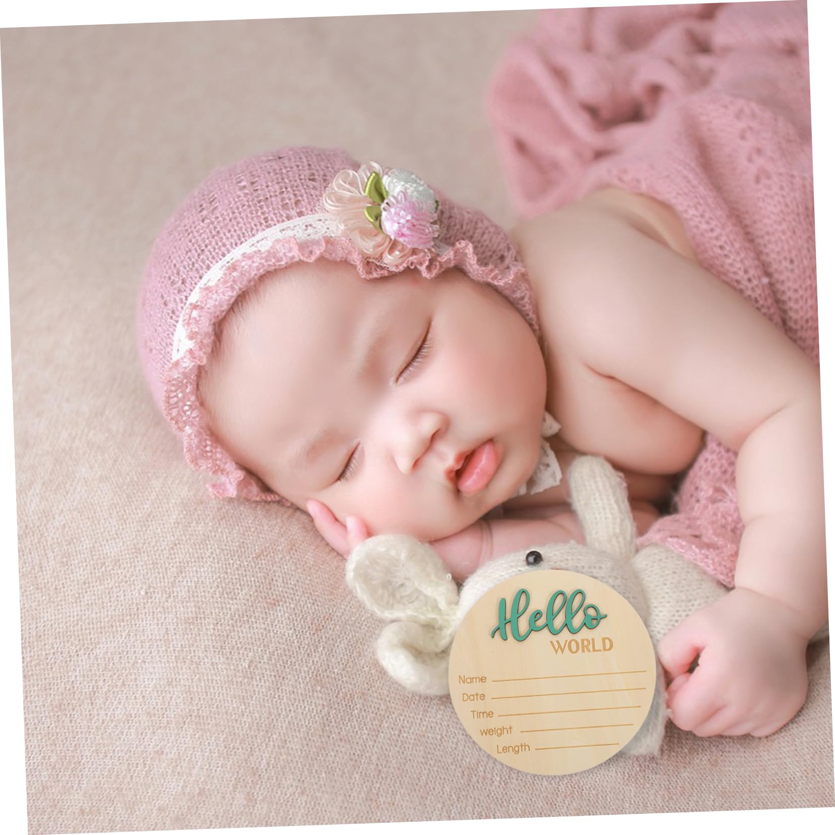 RORPOIR Baby Announcement Round Sign Wooden Newborn Sign for Birth Announcement Photo Prop