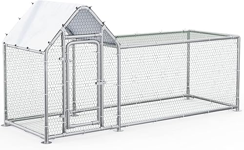 BOSSIN Bold Chicken Coop Run - Bolígrafo de metal grande para exteriores, jaula de aves de corral, con forma de espiral, resistente para patio con