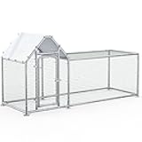 BOSSIN Bold Chicken Coop Run Large Metal Chicken Pen Outdoor, Poultry Cage Spire Shape, Heavy Duty Walkin for Yard with Waterproof and Anti-UV Cover,for Duck Rabbits Habitat
