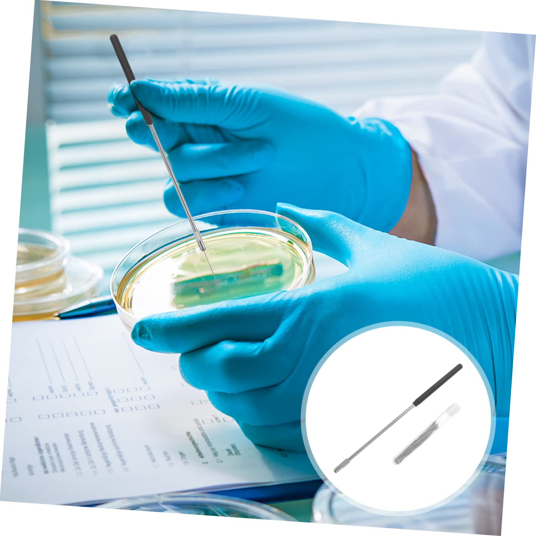 Cabilock 3 Set Bastoni Inoculazione in Inossidabile per Laboratorio Microbiologico con Filo Nichelcromo per Esperimenti Scientifici Inoculazione Campioni Accessori per Test Chimici