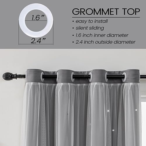 Miniatura 10 de Cortinas opacas de doble capa para sala de estar, dormitorio, cortinas opacas de doble capa de 63 pulgadas de largo, cortinas de ventana con corte
