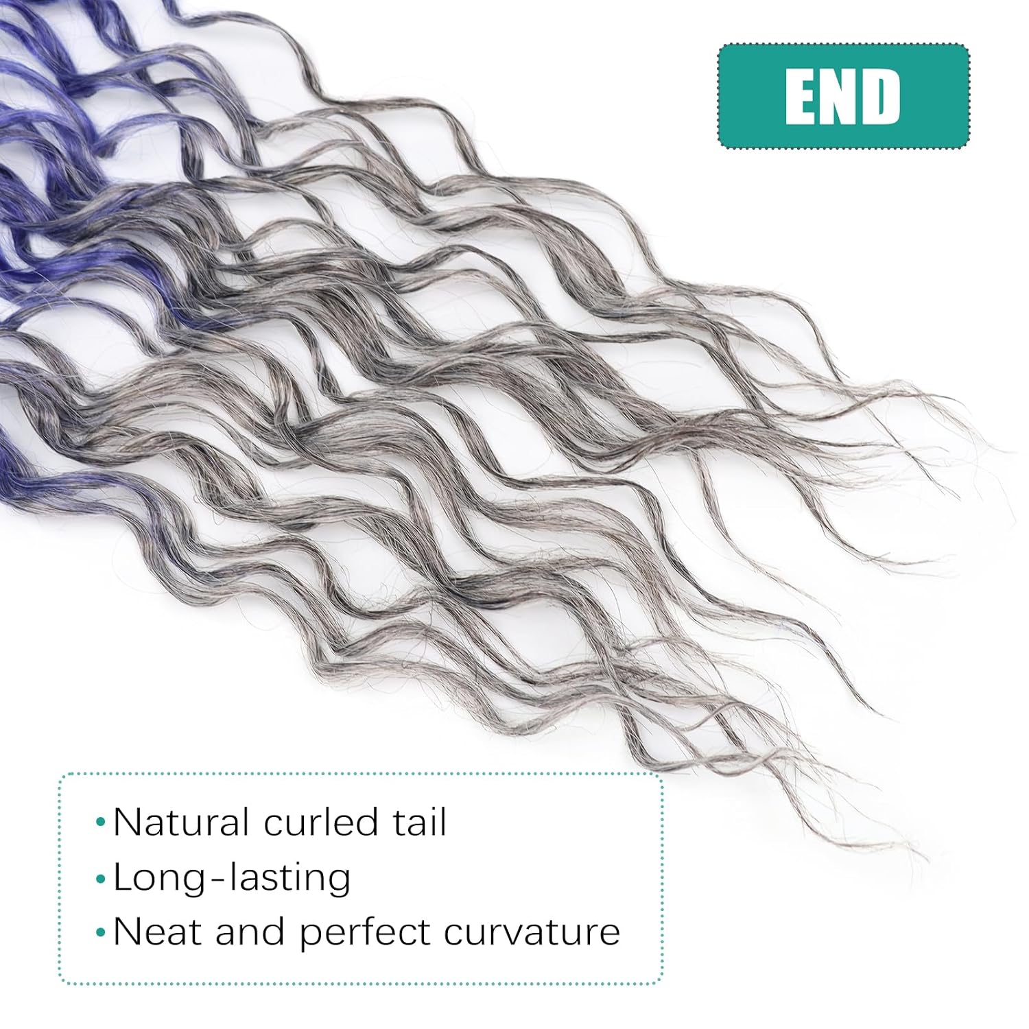 Goddess Locs Crochet Hair 14 Inch 8 Packs Soft Crochet Braids With Curly Ends Deep Faux Locs Crochet Hair for Black Women Pre Looped Synthetic Braiding Hair(14 Inch, 1B/Blue/Grey)