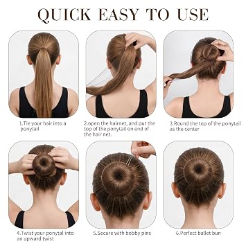 Zonon 50Pcs Bun Hair Nets & 40Pcs U Shaped Pins for Ballet, Invisible Elastic Edge Mesh Ballet Bun Nets Hair Accessories Set for Women, Girls, Kids(Brown)