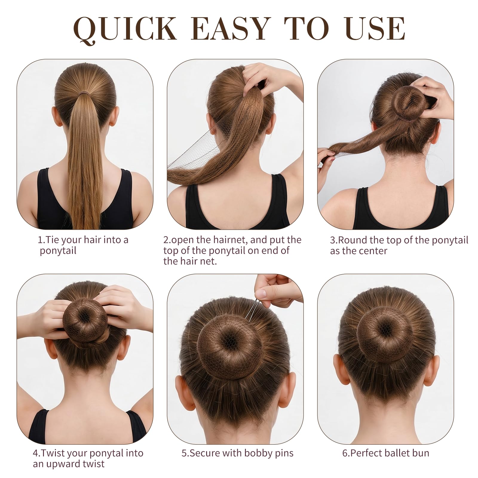 Bun Hair Nets & Pins - Ballet & Dance Accessories -6 Bun Hair Nets & Pins - Ballet & Dance Accessories -6