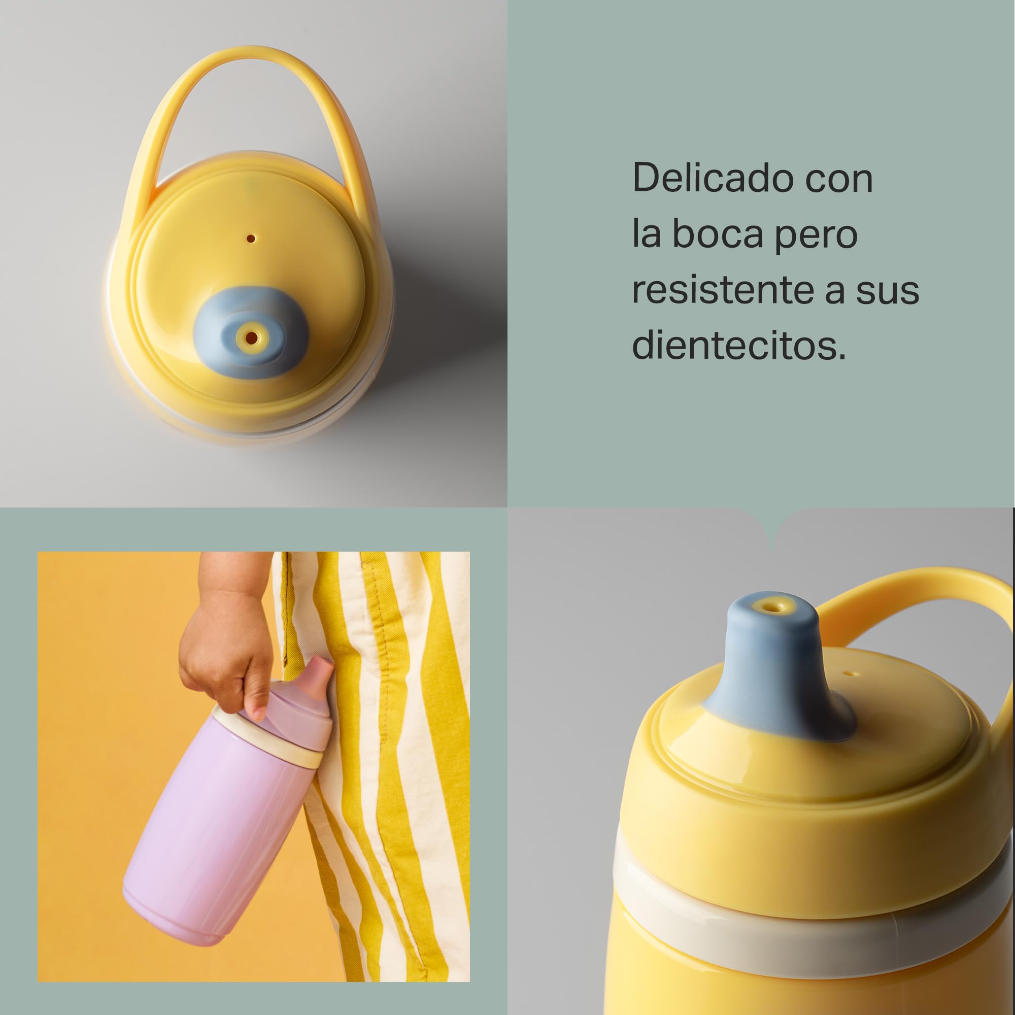 Tommee Tippee Vaso Isotérmico con Boquilla, 266ml, Botella de Agua Antigoteo para Niños a Partir de 12 Meses, con Aislamiento para Mantener la Bebida Fría, Azul y Amarillo, Pack de 2
