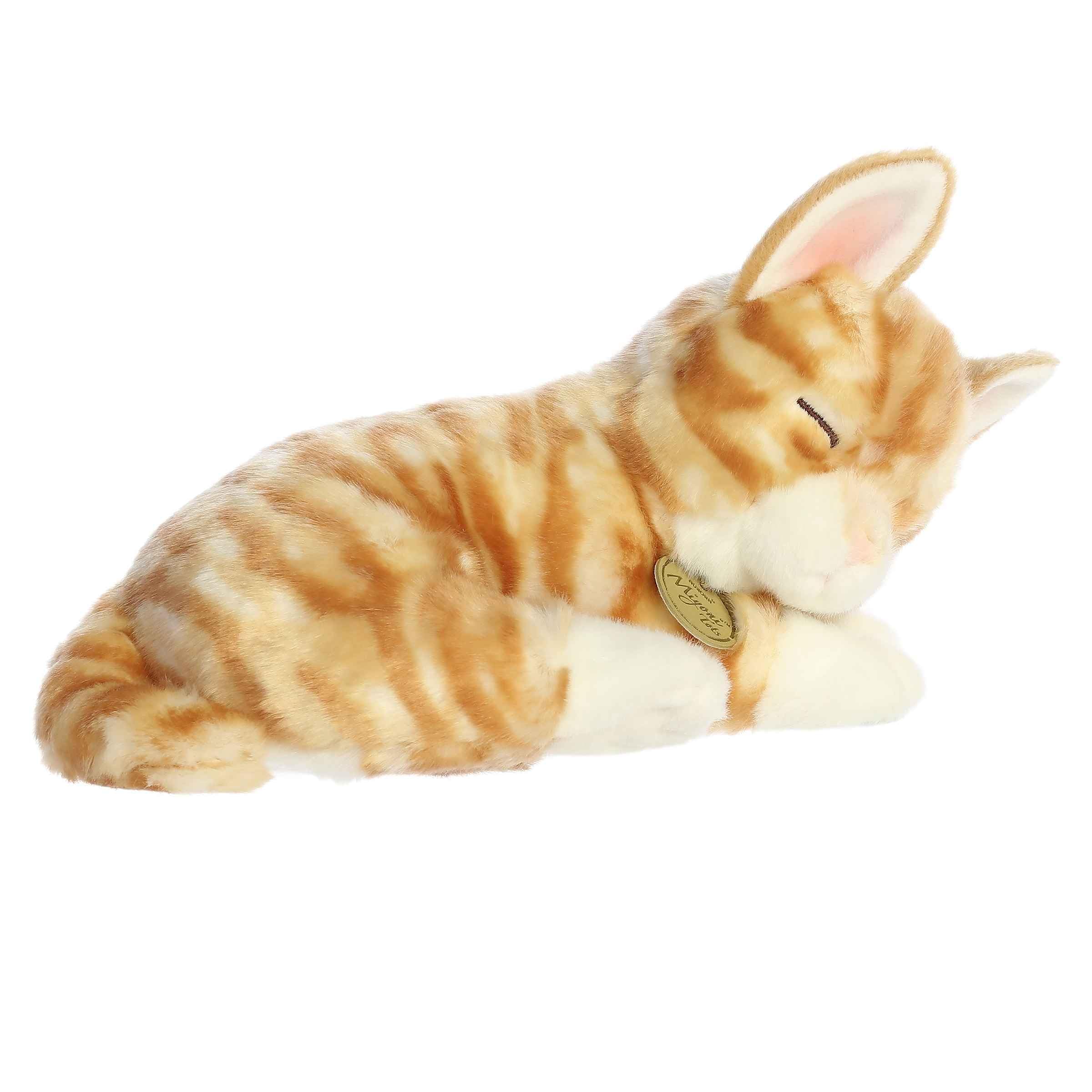 Aurora Adorable Miyoni Tots Sleepy Tabby Kitten Stuffed Animal - Lifelike Details Make a Cherished Companion - Perfect for Decorating Bedrooms or Classrooms - Orange 10 Inches