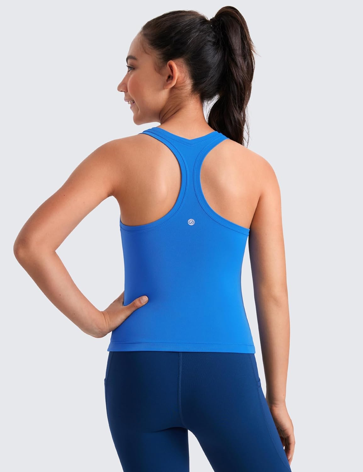CRZ YOGA Girls Butterluxe Crew Neck Tank Tops Waist Length - Dance Yoga Athletic Casual Racerback Tight Kids Teen - Image 2