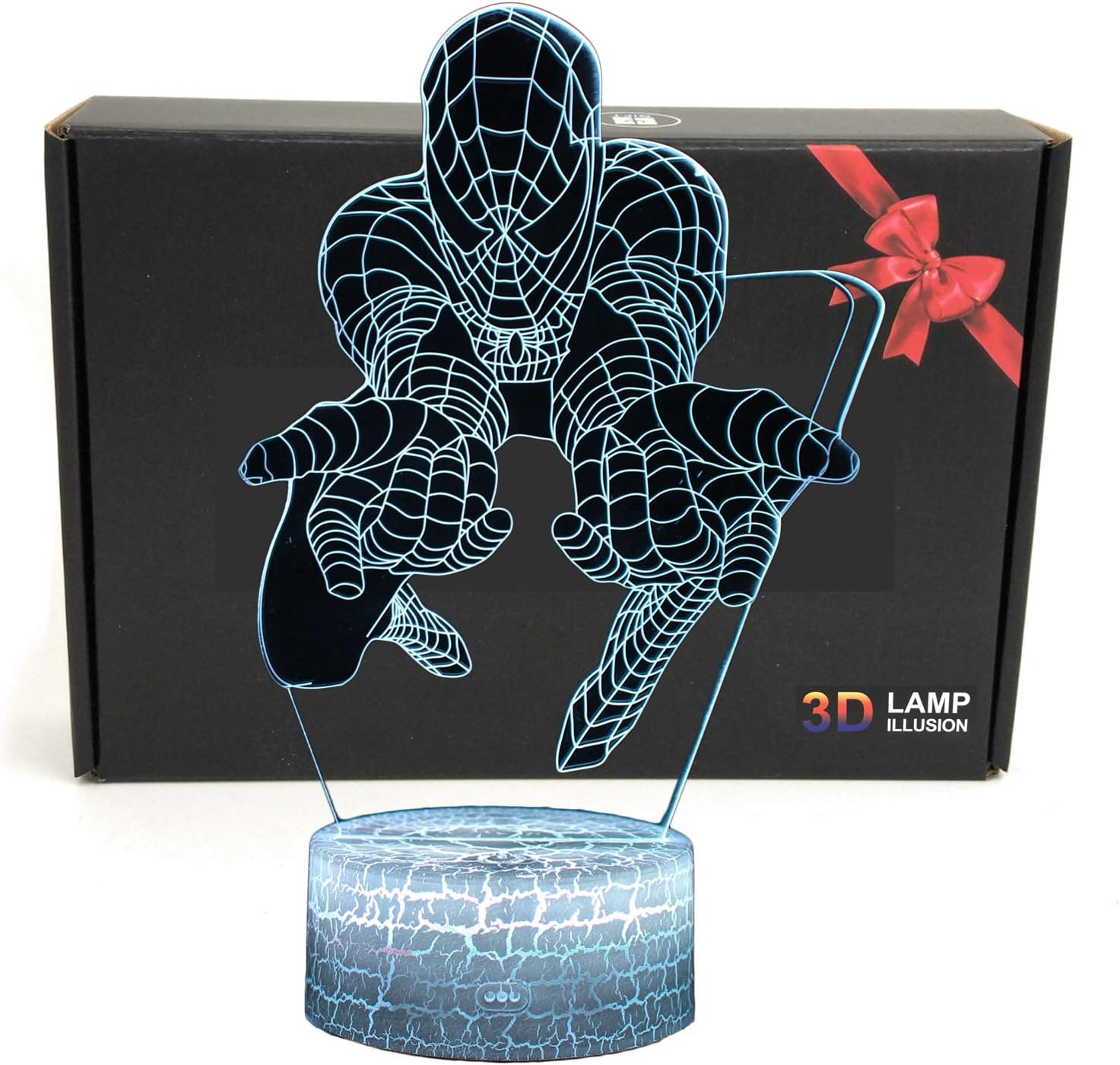 Superhero 3D Illusion Spider Bedroom Night Light Desk Lamp Gift for Man, Girls, Boys, Teens, Kids