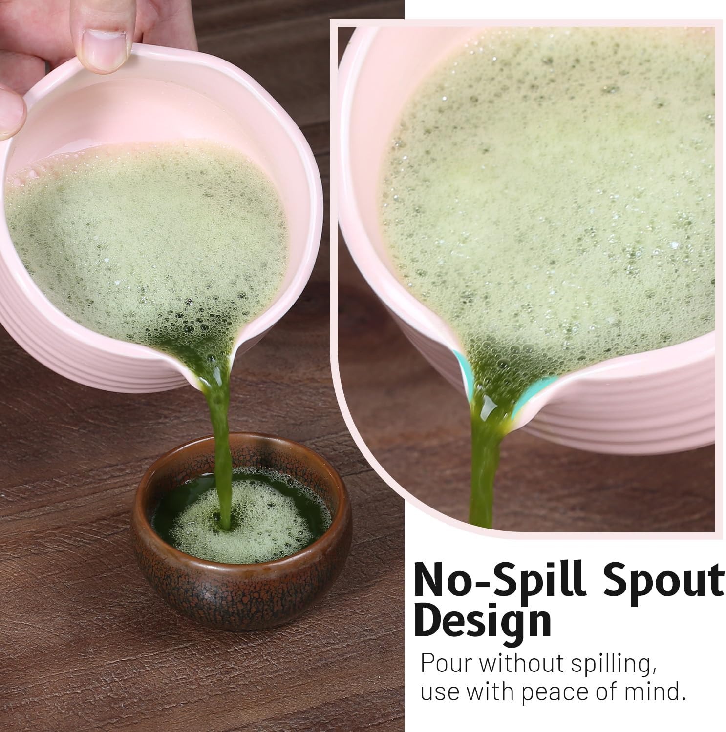 Matcha Whisk Set, 7 Pcs Ceramic Matcha Set Includes Matcha Bowl, Whisk and Holder, Bamboo Scoop, Scoop Rest, Sifter and Tea Towel-Matcha Lover,Gift for Family/Friend(Pink) - Image 3