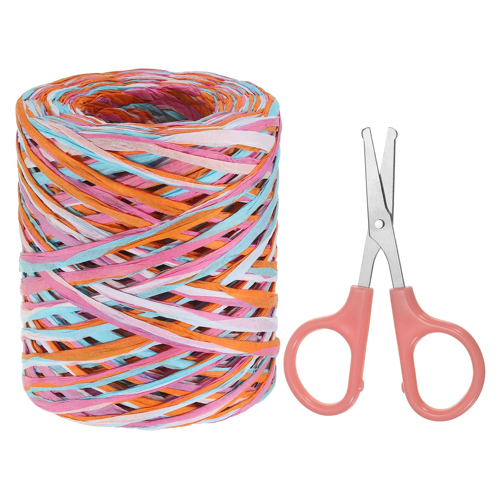 PATIKIL Raffia Paper Craft Ribbon Assortment Kit, Natural Raffia String with Scissor for Gifts Flower Bouquets, Decoration