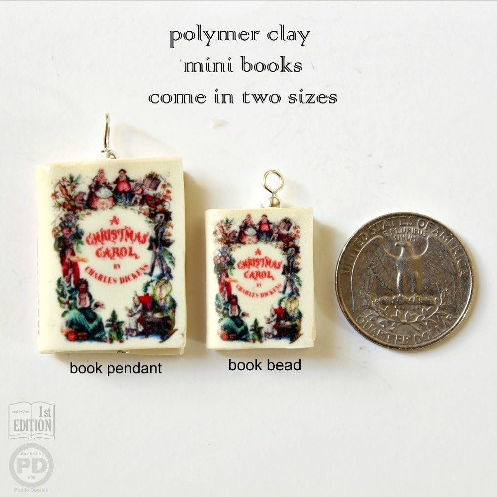 Christmas Classics Story Mini Book Pendant Ornaments from Polymer Clay by Book Beads