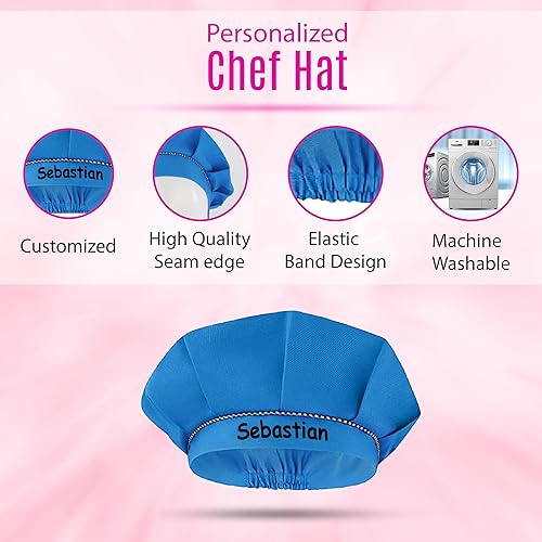 Miniatura 73 de Juego de delantal personalizado y sombrero de chef, bonito disfraz de chef para niños, delantales con bolsillos para cocinar, pintar, fiestas Negro