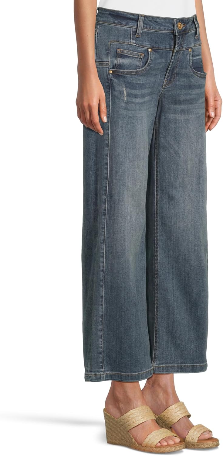 KUT from the Kloth Women's Petite Jean High Rise Wide Leg Front Inset Clean Hem