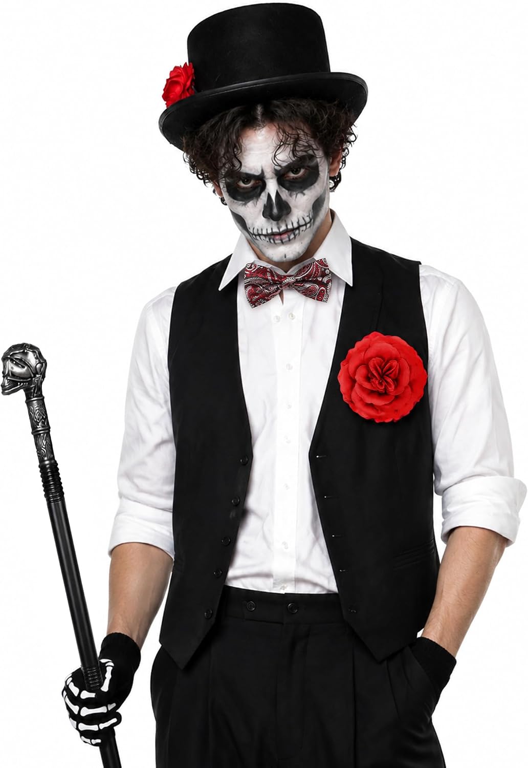 Halloween Day of the Dead Costume 5Pcs Adult Men Accessories Set