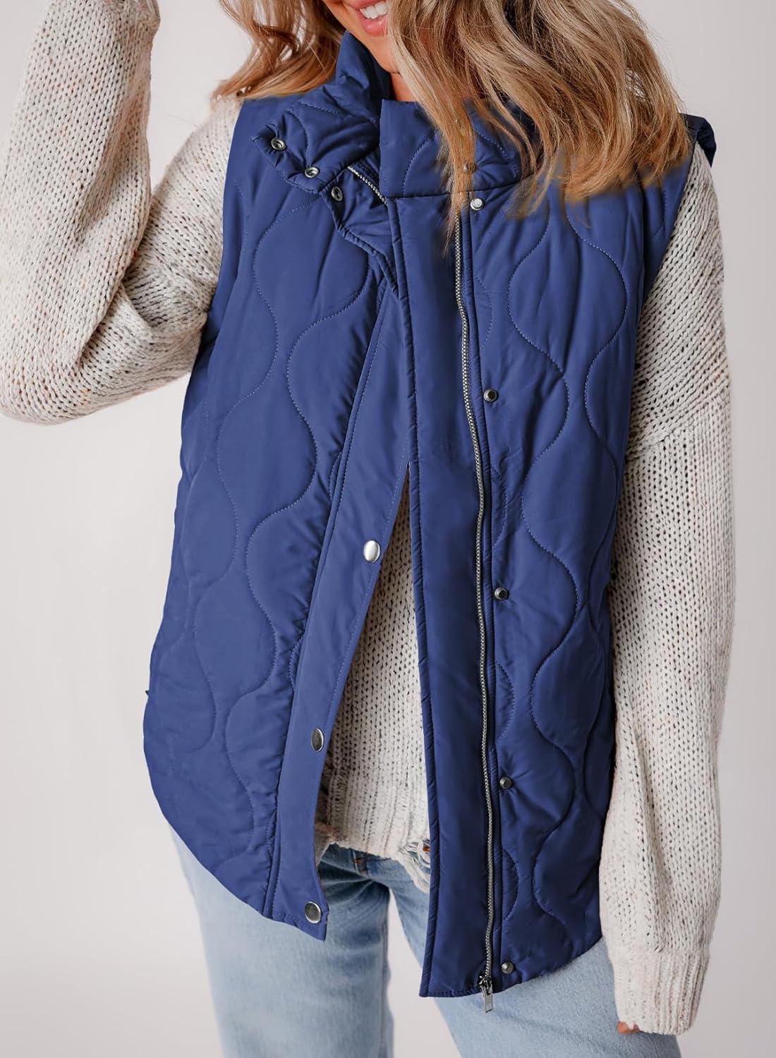 EVALESS Cropped Puffer Vest Women Lightweight Quilted Stand Collar Sleeveless Jackets Fall Winter 2025 Button Zip Up Coat - Image 6