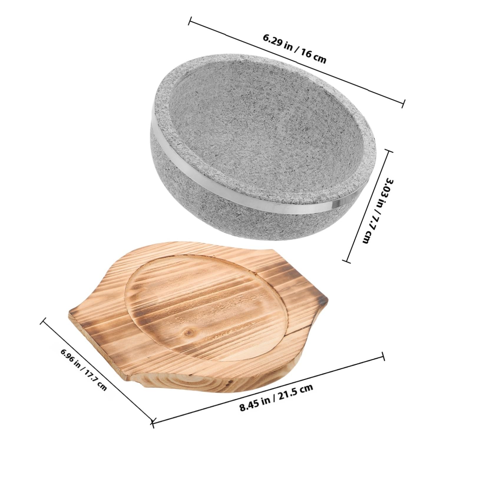 Toyvian Ciotola in con Base in Legno per Cucina Coreana da 800ml e Facile da Pulire, per Noodle e Bibimbap