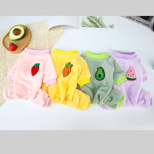 Foto 6 de 8 de Izefia Suéter de Perro Ropa de Lana Invierno Sudadera Cálida Mono de 4 Piernas Pijama Fruta Suéter Simple…