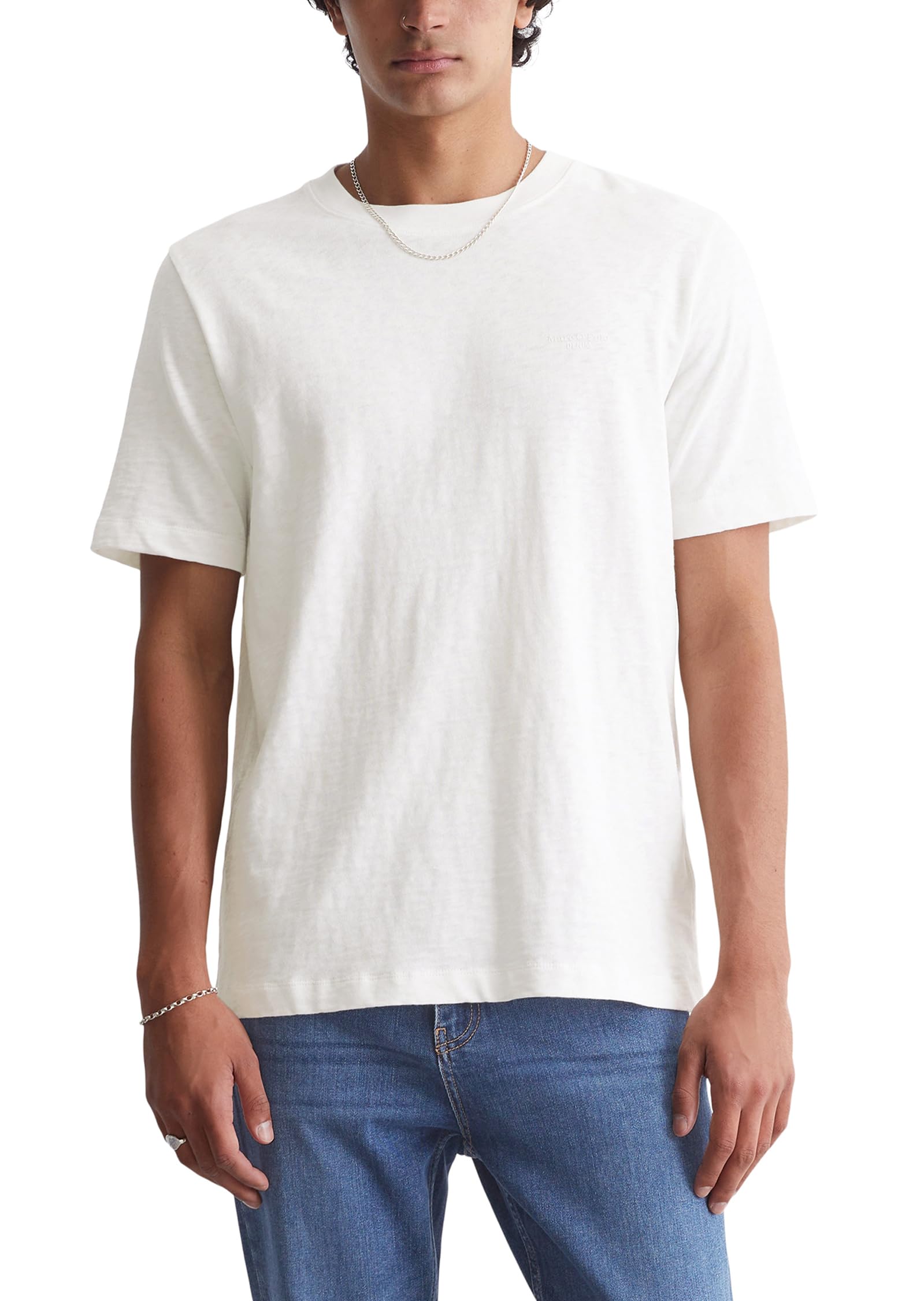 Marc OߴPolo Denim Men's Regular Fit Organic Cotton T-shirt, Off White (Egg White), L