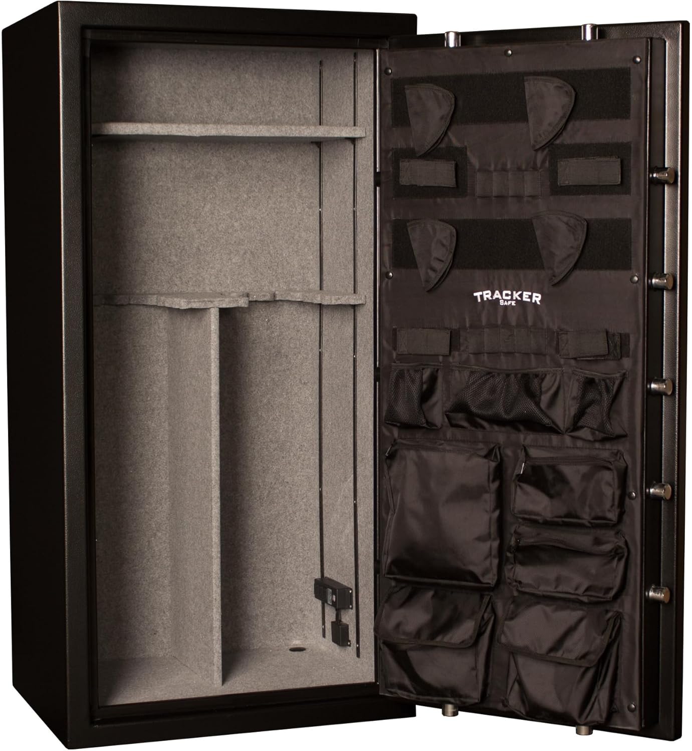 Tracker Safe M Series Gun Safe interior with shelves configured for long guns