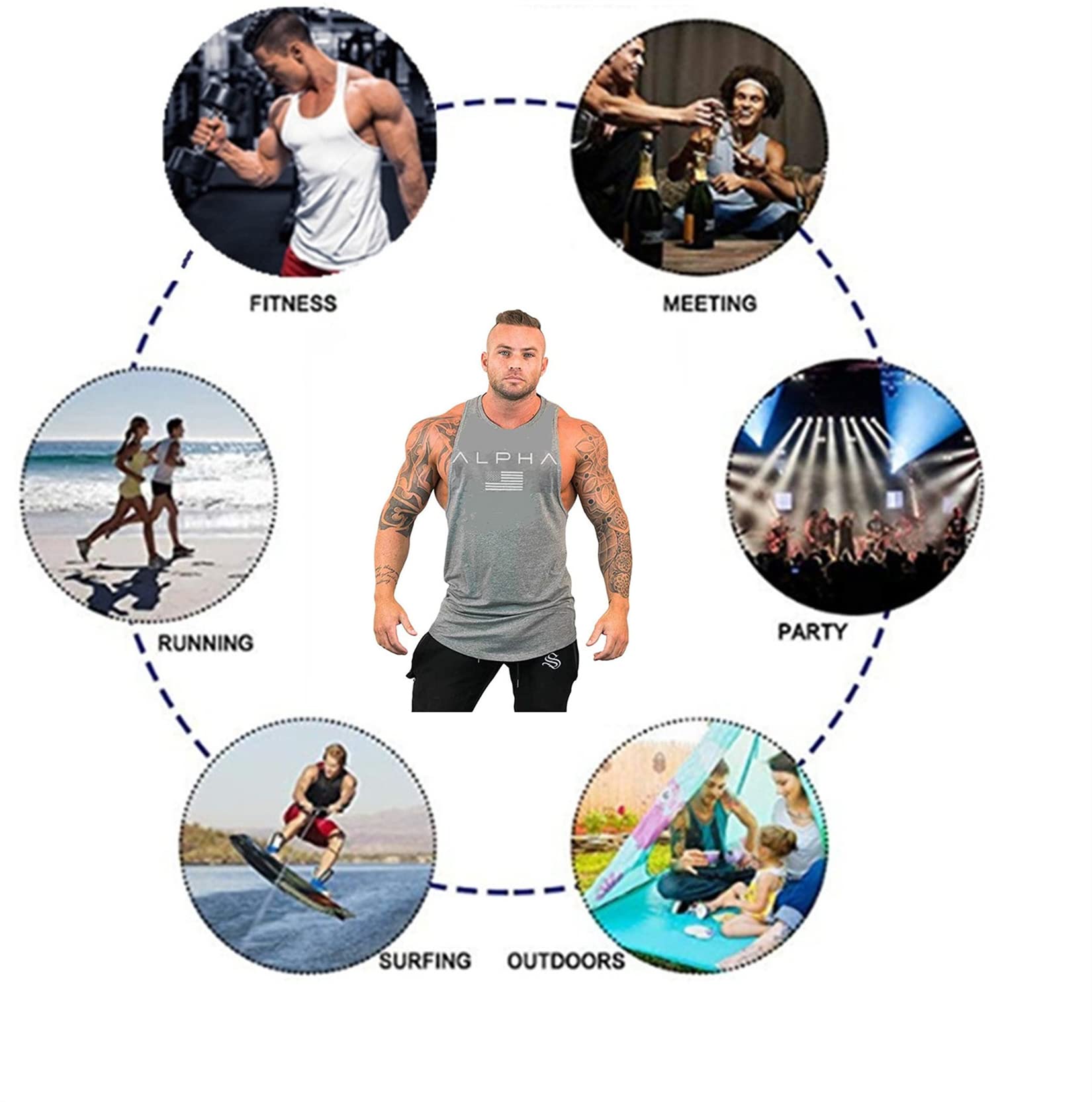 Camiseta Tirantes Hombre Camiseta de Tirantes Deportiva Bodybuilding Culturismo Camiseta sin Mangas para Hombre Fitness Deportiva Deporte Masculina para Entrenar Gym