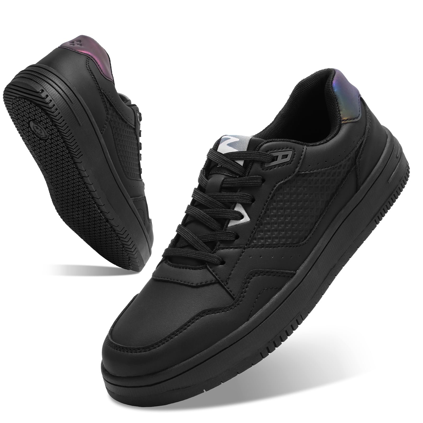 SPIEZ Non Slip Shoes for Men Women, Waterproof Oilproof Food Service Shoes for Kitchen Chef Restaurant Black US4.5-13.5