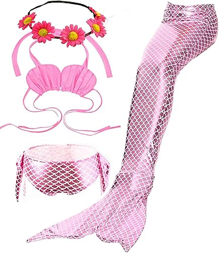 Camlinbo - Juego traje de baño de sirena de 3 piezas para niñas disfraz natación bikini para niñas grandes regalo de cumpleaños de 3 a 12 años