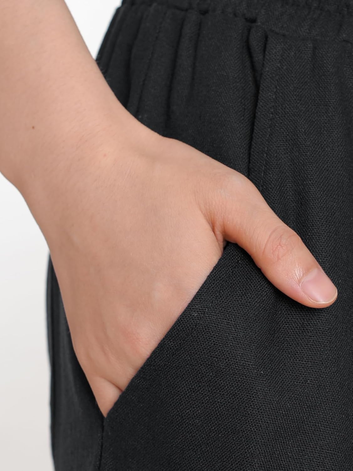 Weintee Women's Lightweight Linen Capri Pants Summer Capris Wide Leg - Image 4