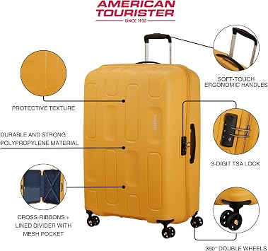 American Tourister Ellipso - Medium Hard Shell Suitcase 68 cm, Lightweight Travel Case with 4 Wheels, TSA Lock, Check-in Luggage 64L - 3 KG - Pink (Pink Flash)
