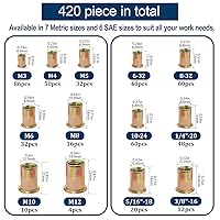 Vista 3 de Kit surtido de tuercas remachables métricas y SAE (420 unidades), m3 m4 m5 m6 m8 m10 m12#6-32#8-32#10-24 1/4"-20 5/16"-18 3/8"-16 UNC Juego