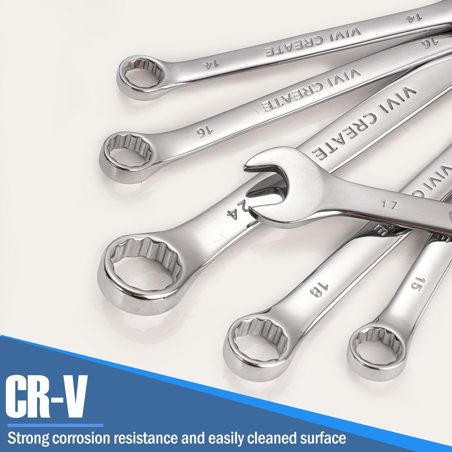 vivicreate 12-Piece Wrench Set, Metric Wrench Set 8mm-24mm, Combination Wrench Sets with Oxford Cloth Storage Bag for Home, Garage, Automotive Repair and Emergency Use - Made in India