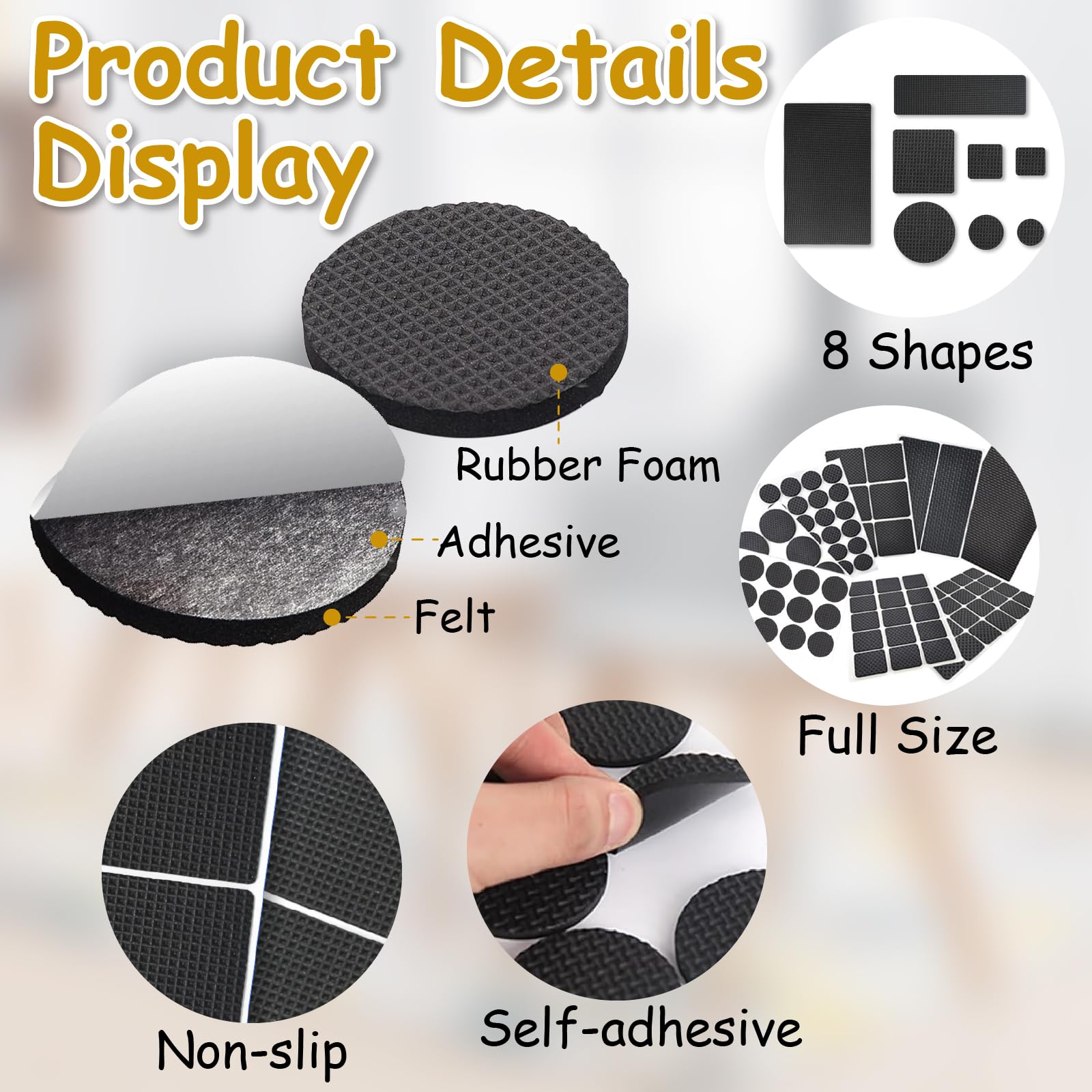 46 Non-Slip Furniture Pads Rubber Furniture Feet Anti-Scratch Floor Protection - View #6