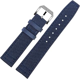 RAYESS for IWC Pilot Spitfire Timezone TopGun Strap Green Black Belts Wristwatch Straps 20mm 21mm 22mm Nylon Canvas Fabric Watch Band (Color : Pin Blue Silver, Size : 20mm)