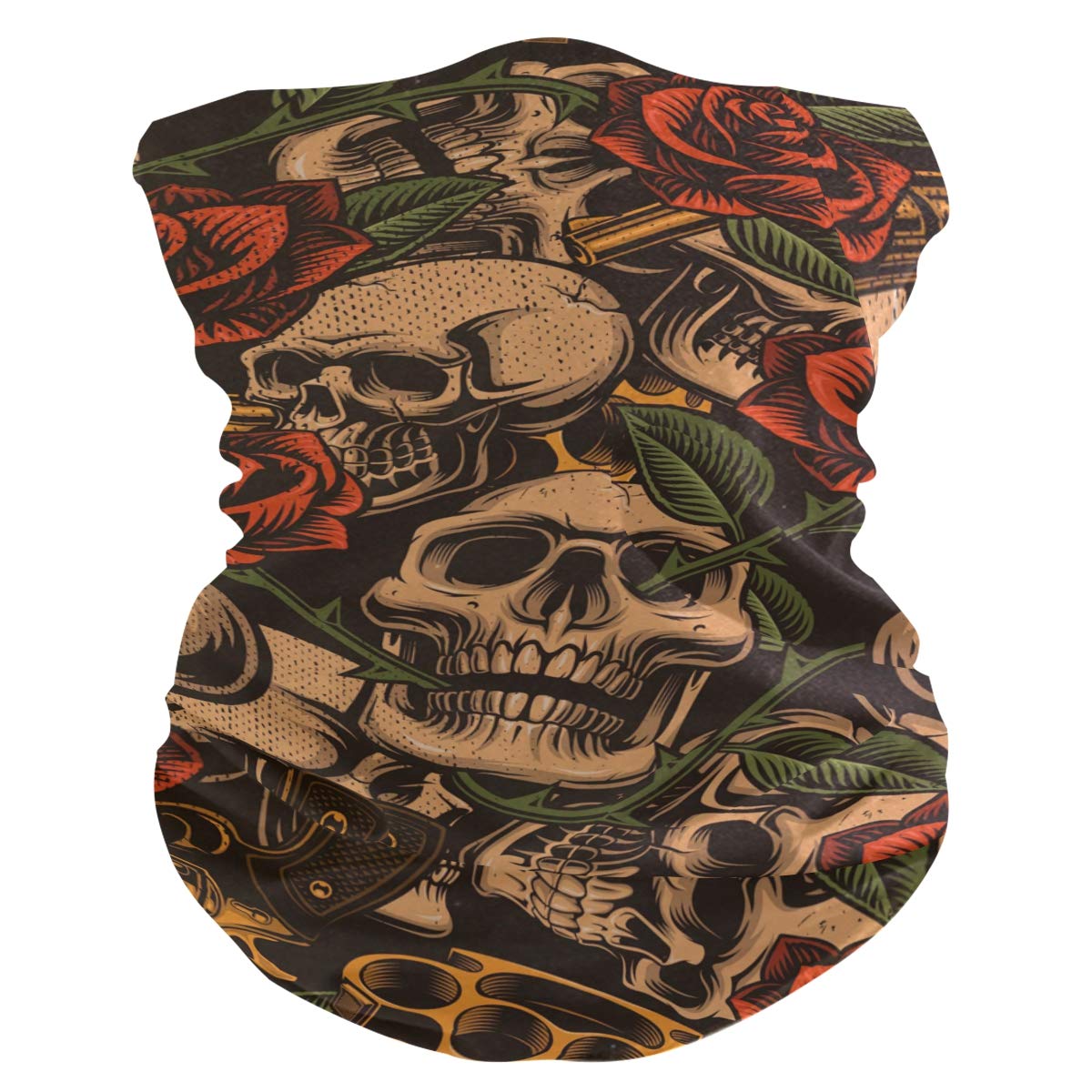 hengpai Neck Gaiter Man Neck Mask, Balaclava Face Mask Bandana Skull Gun Rose