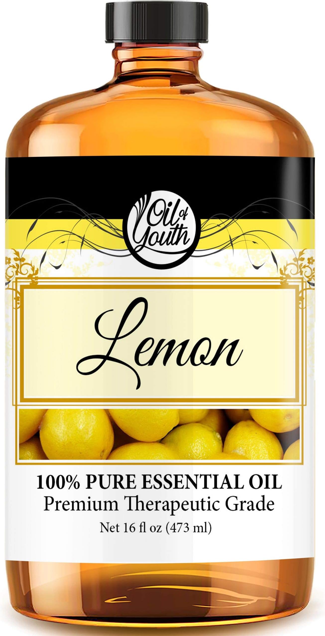 Oil of Youth - Lemon Essential Oil (16oz Bulk) Pure Therapeutic Grade Essential Oil for Aromatherapy, Diffuser, Skin Therapy, Calming