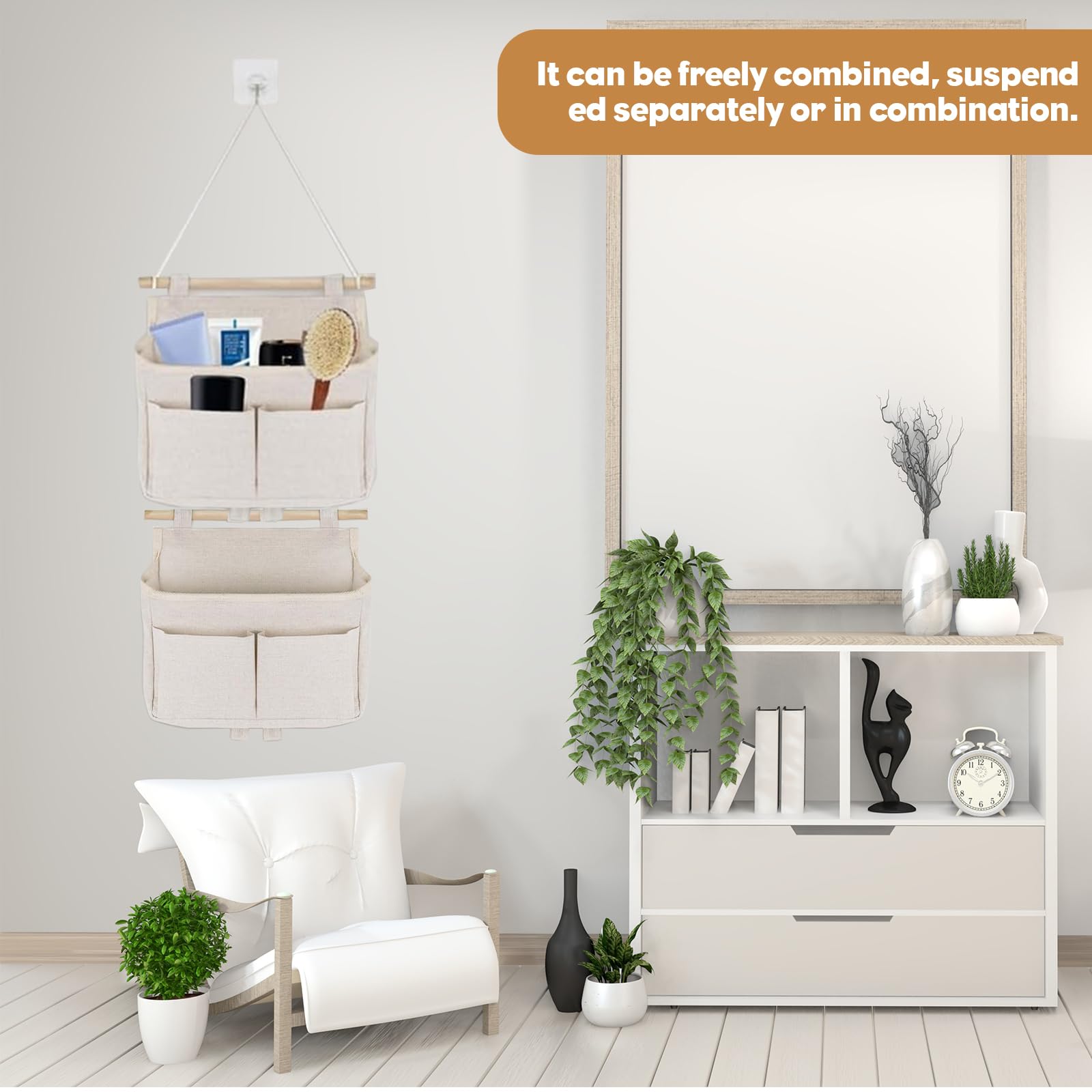 Sacs De Rangement Suspendus Adhésifs – 2 Pièces En Filet Respirant Pour Porte, Salle De Bain, Cuisine Ou Chambre