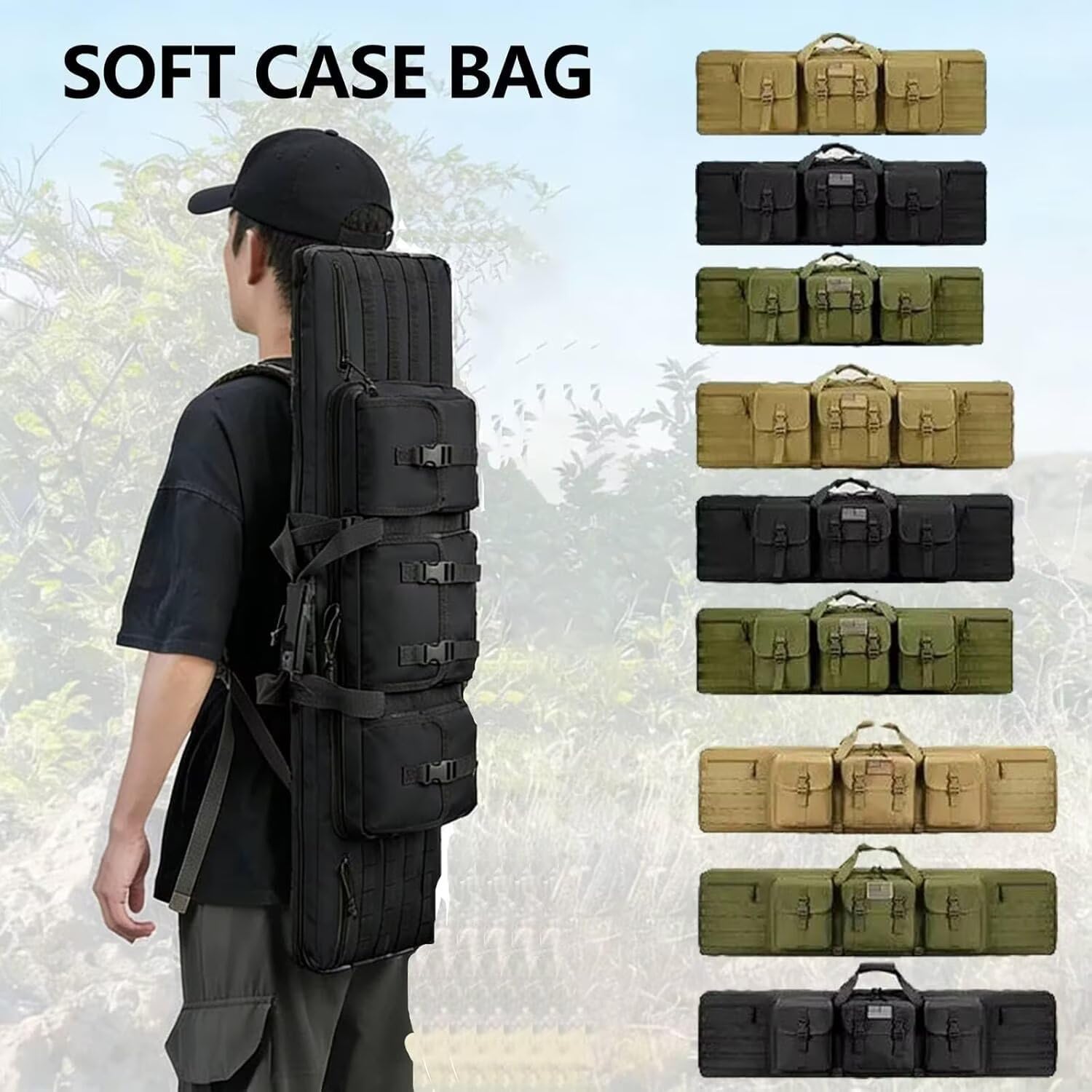Genérico Bolsa De Armas, Funda de Fusil, Bolsa Doble para Rifles, Mochila para Carabina Airsoft Funda Escopeta Porta Caza, Almacenar O Transportar Rifles