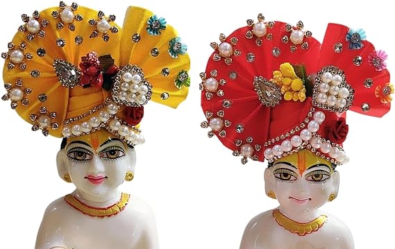Partish Laddu Gopal Heavy Dresses Size 1 with Pagdi, Mala and Bansuri l Ladoo Gopal Dress l Kanha Ji Dress |Thakur Ji Bal Gopal Poshak Size 0 1 2 4 5 6 (Red & Yellow)