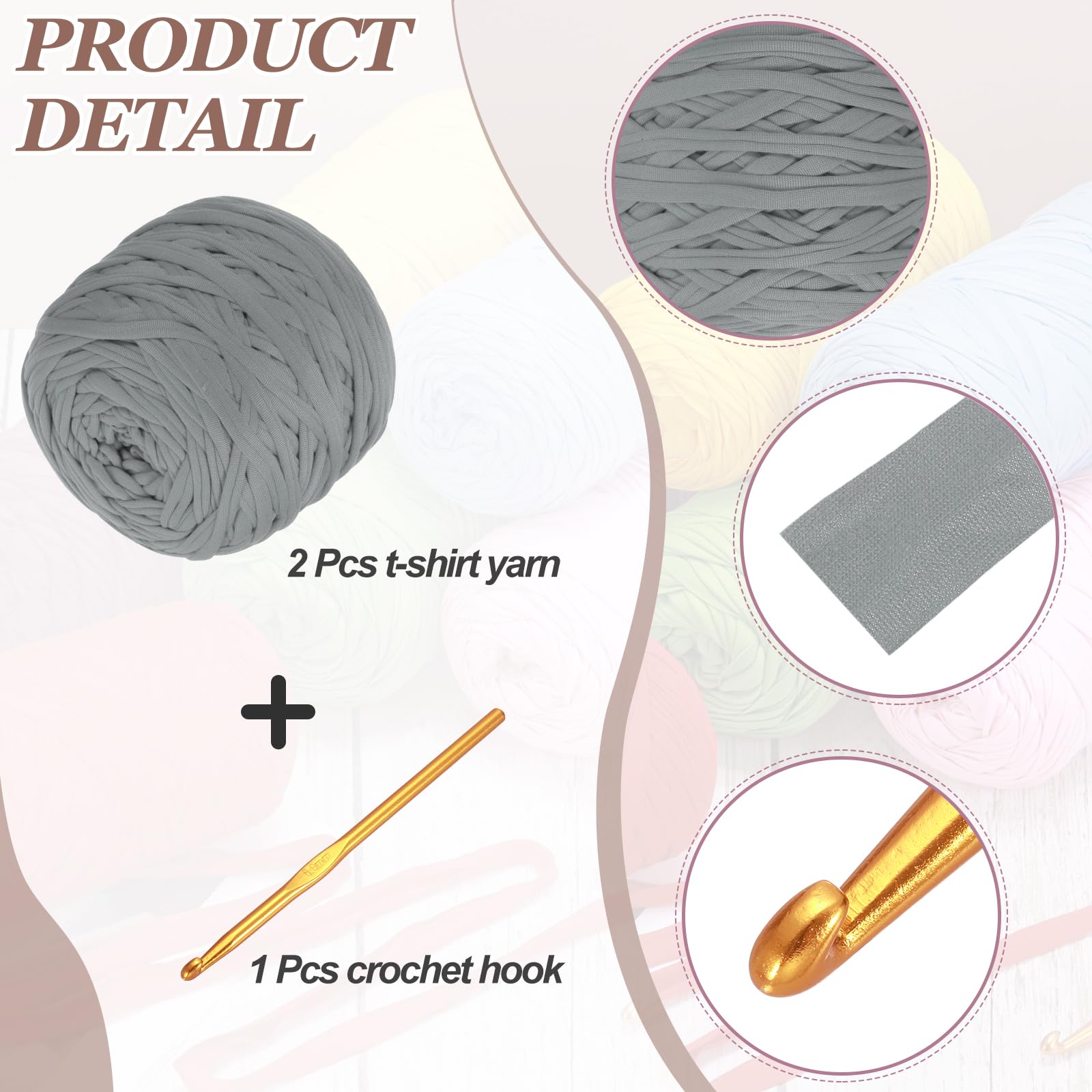 PATIKIL T-Shirt Yarn for Crocheting with 1 Crochet Hook - Image 3