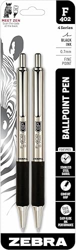 Miniatura 7 de Bolígrafo retráctil de acero inoxidable 027 pulg azul paquete de 12 unidades F-402 29220 de Zebra Azul